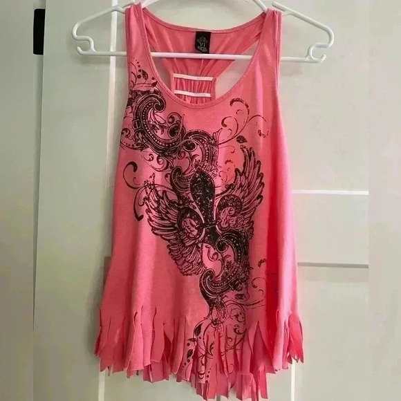 Couture Pink Women’s Tank Top With Fringe size Small - Picture 1 of 6